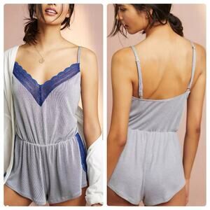 Anthropologie COSABELLA Sweet Dreams Blue Lace Dot Sleep Mini Romper Playsuit SP